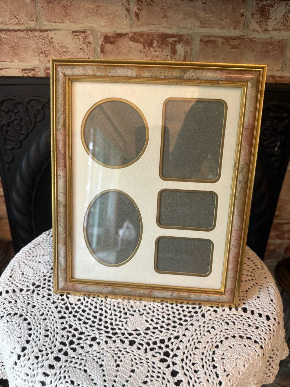 Vtg Matted Multi-Opening Collage Gallery Photo Picture Frame Taupe Rose Gold